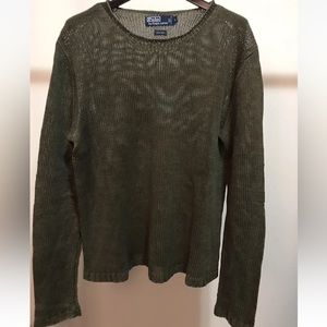 Polo Ralph Lauren Men’s Olive Linen Sweater worn 2x size L